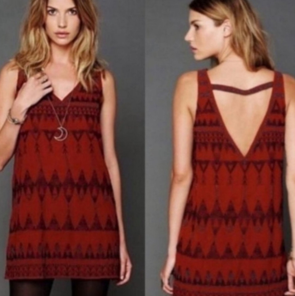 Free People Frances Beaded Shift Dress Size Large V-Neck Sleeveless